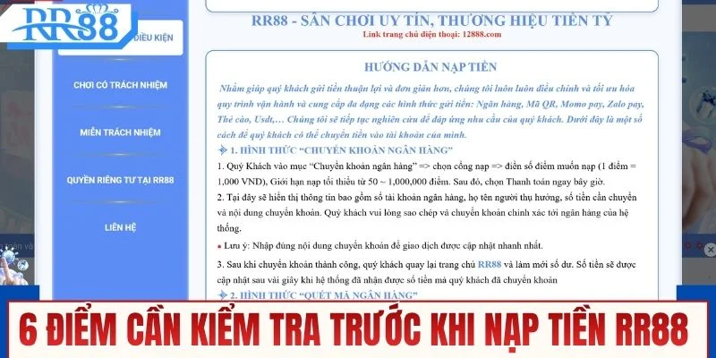 6 điểm cần kiểm tra trước khi nạp tiền RR88 