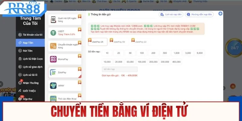 Chuyển tiền bằng ví điện tử 