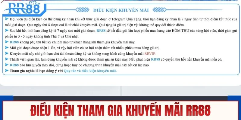 Điều kiện tham gia khuyến mãi RR88